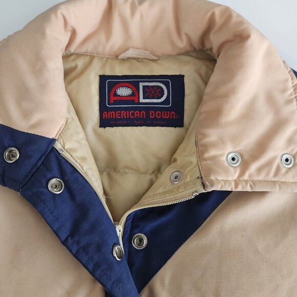 Vintage Down Jacket Blue and Tan Chevron Women's Size Small - Picture 7 of 14